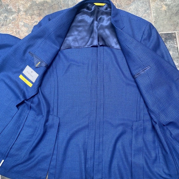 Canali Kei Vibrant Blue Houndstooth Sport Coat 42 - Picture 5 of 8